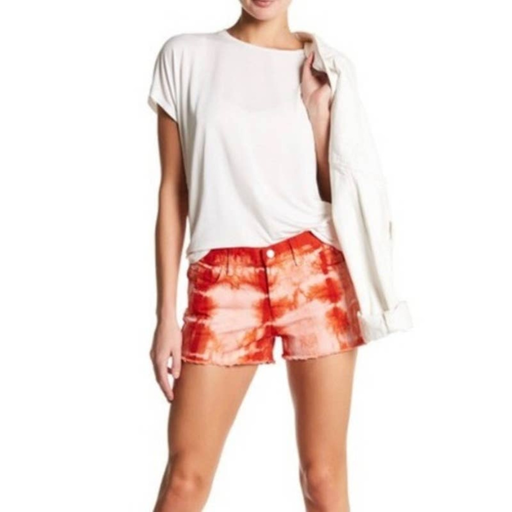 J Brand Cherry Tomato Tie Dye Denim Shorts